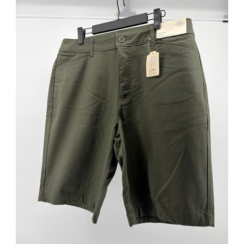 St John's‎ Bay Bermuda Shorts, Oregano Mid-Rise NWT, Cotton, Women's Size 16
